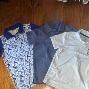 Under Armour and Adidas EUC Youth Medium Kids Polo Shirt Set - Blue, White,